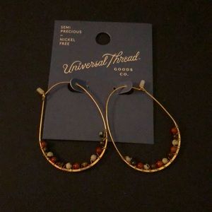 Universal Thread gold hoops with beads. New!